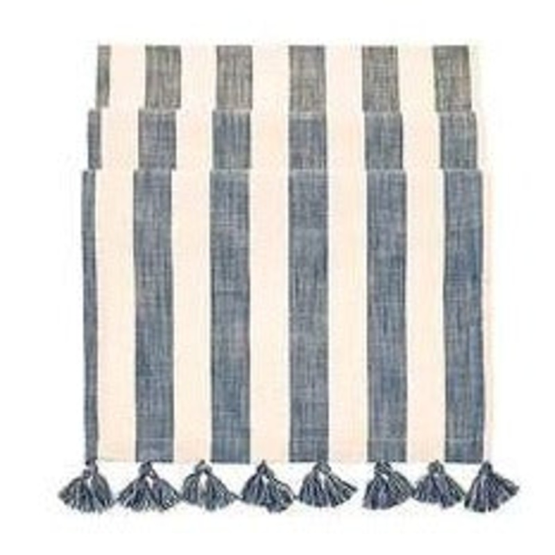Walton & Co Flint Blue Wide Stripe Table Runner