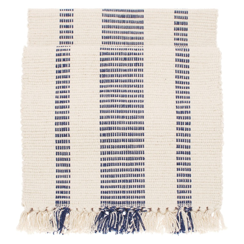 Walton & Co Recycled Slate Blue Stripe Table Runner