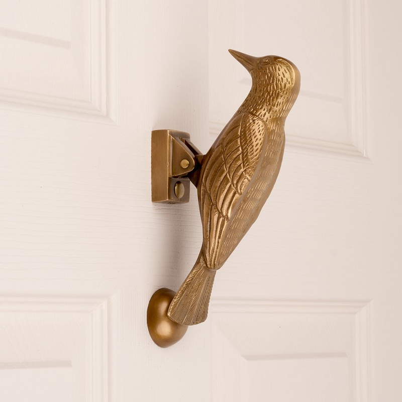 Adams & Mack Aged Brass Woodpecker Knocker
