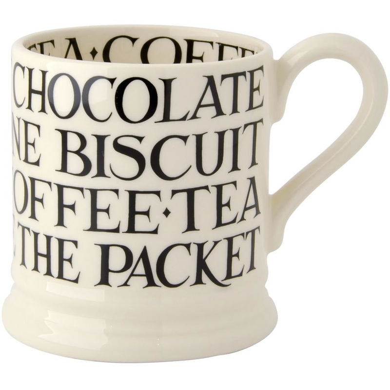 Emma Bridgewater Black Toast All Over Writing Half Pint Mug