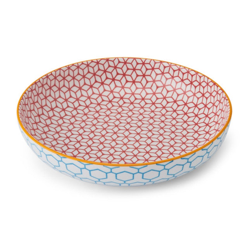Mikasa Blue Geometric 21cm Stoneware Bowl