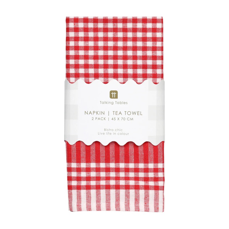 Talking Tables Red Gingham Napkins/Tea Towel Pack of 2