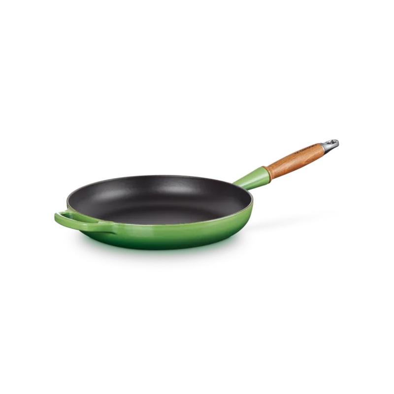 Le Creuset Signature Cast Iron Bamboo 28cm Frying Pan with Wooden Handle