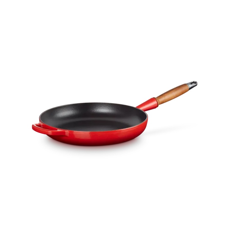 Le Creuset Signature Cast Iron Cerise Frying with Wooden Handle - All Sizes