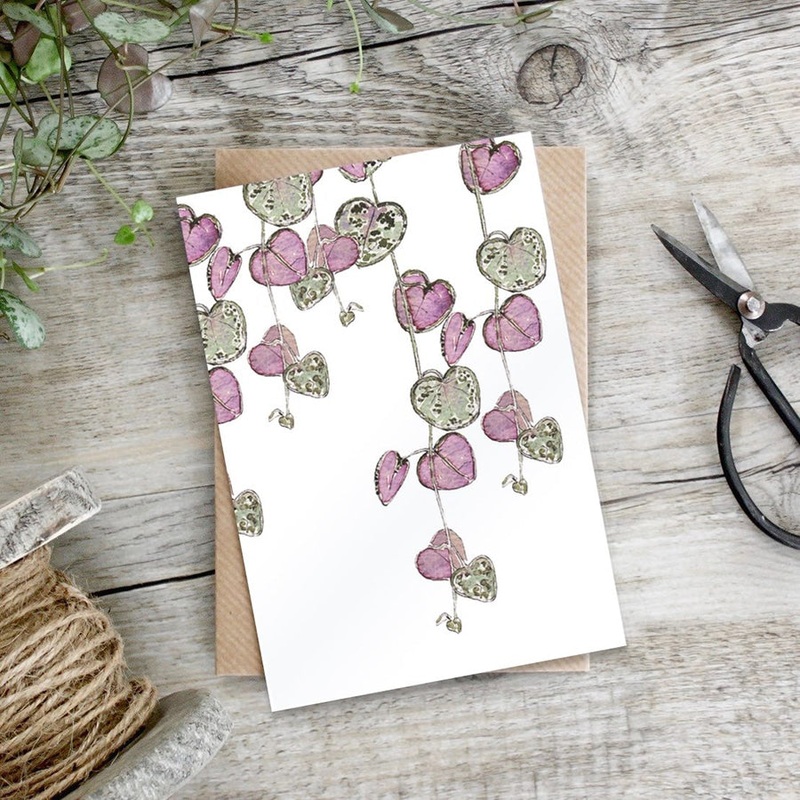 Toasted Crumpet String of Hearts Card