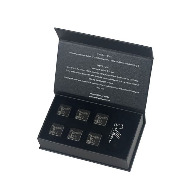 Just Slate Set of 6 Fishing Engraved Whisky Stones