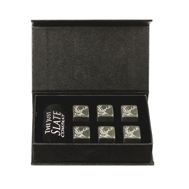 Just Slate Set of Stag Engraved Whisky Stones