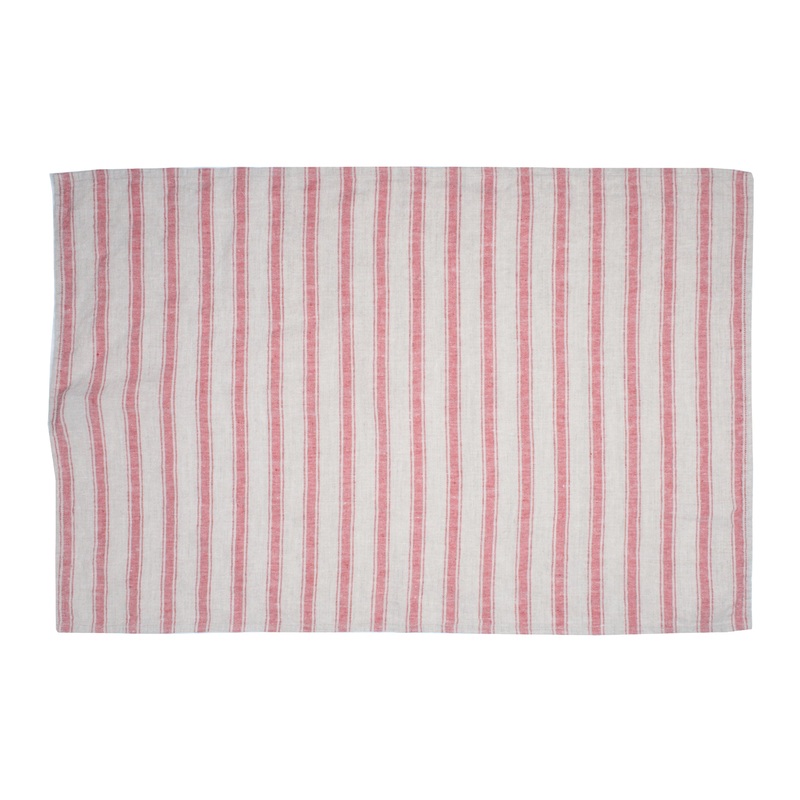 Canvas Home Linen Striped Tea Towel - Red