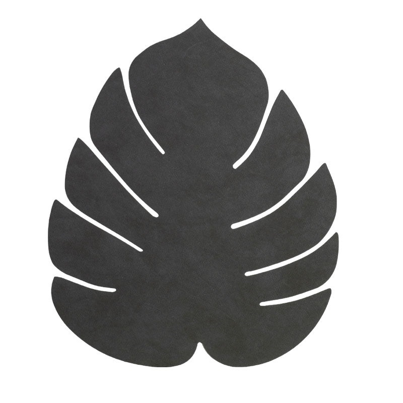 LIND DNA Leather Leaf Table Mat - Large Black