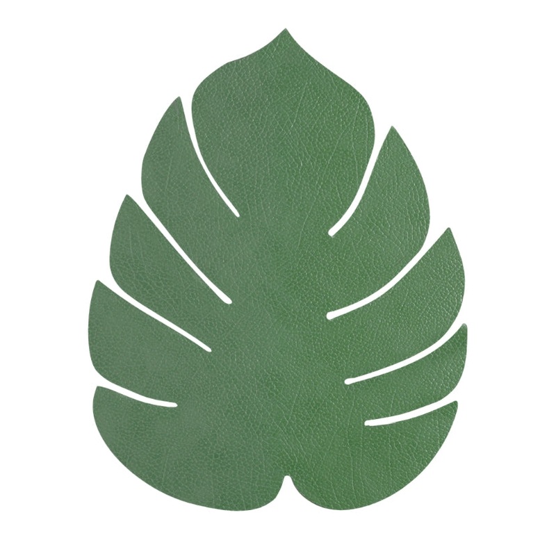 LIND DNA Leather Leaf Table Mat - Large Forest