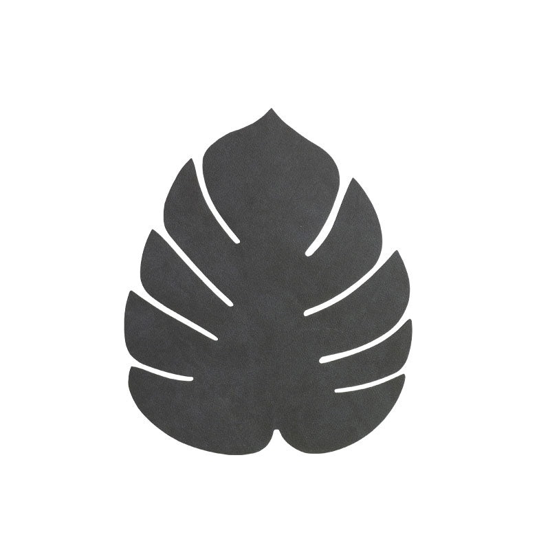 LIND DNA Leather Leaf Table Mat - Small Black