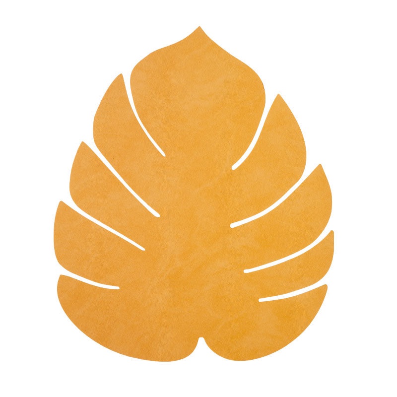 LIND DNA Leather Leaf Table Mat - Small Curry