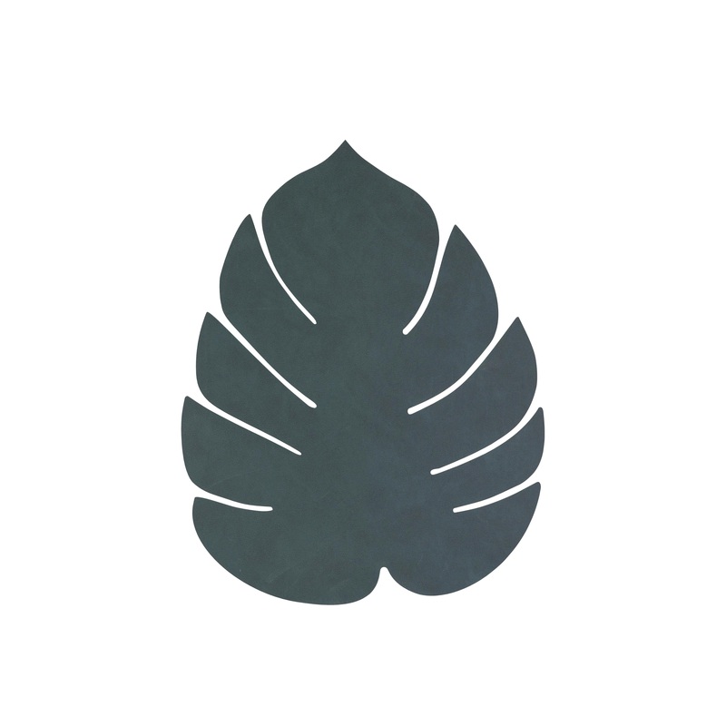 LIND DNA Leather Leaf Table Mat - Small Dark Green