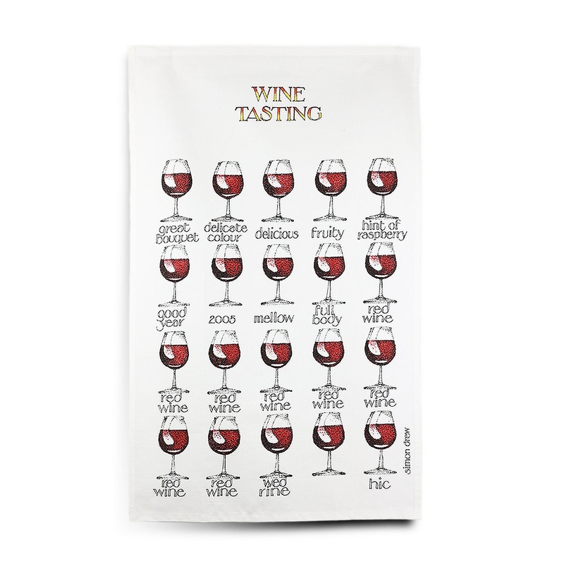 Simon Drew Tea Towel - Wine Tasting