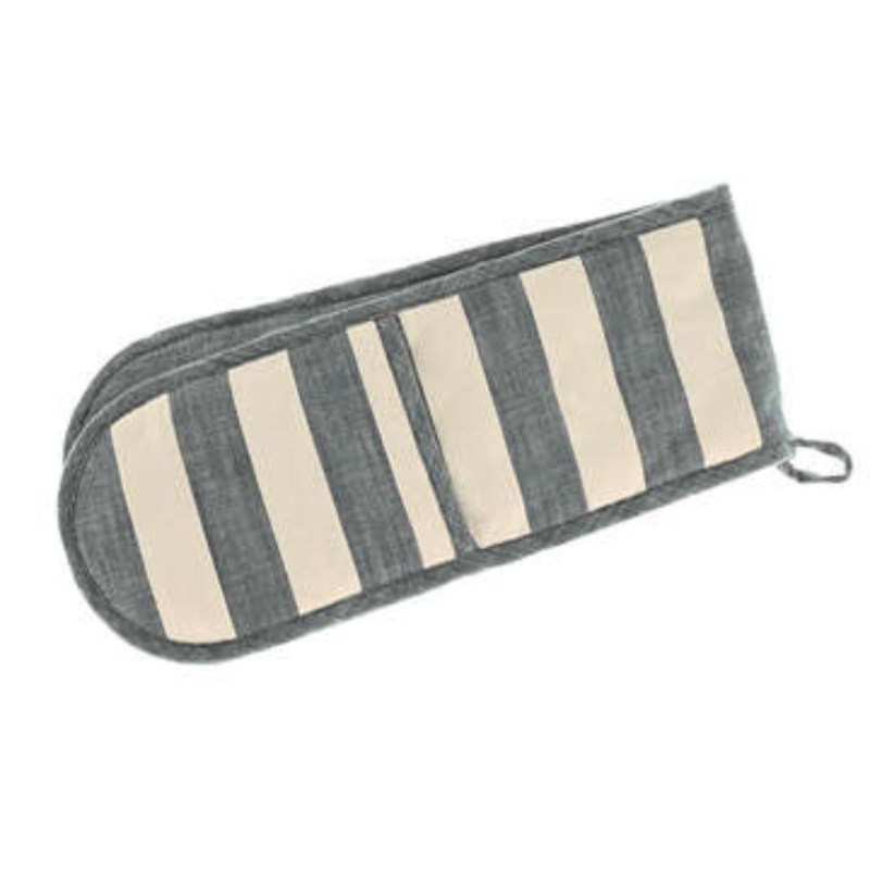 Walton & Co Wide Stripe Double Oven Glove - Flint Blue