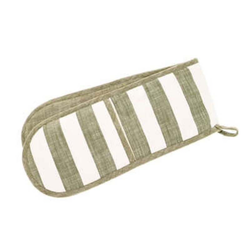 Walton & Co Wide Stripe Double Oven Glove - Olive