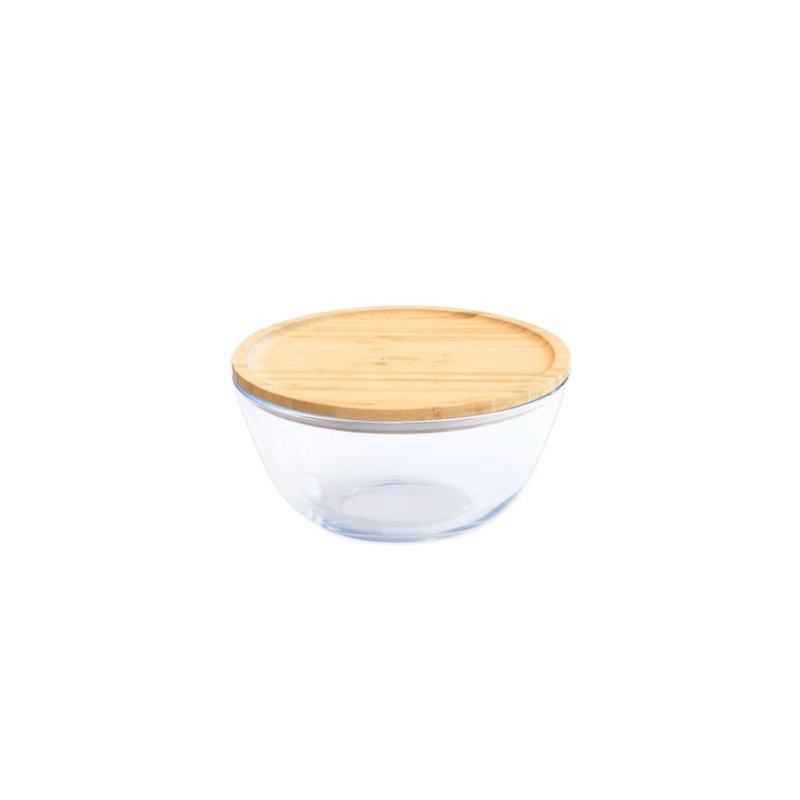 Pebbly Glass Bowl with Bamboo Lid