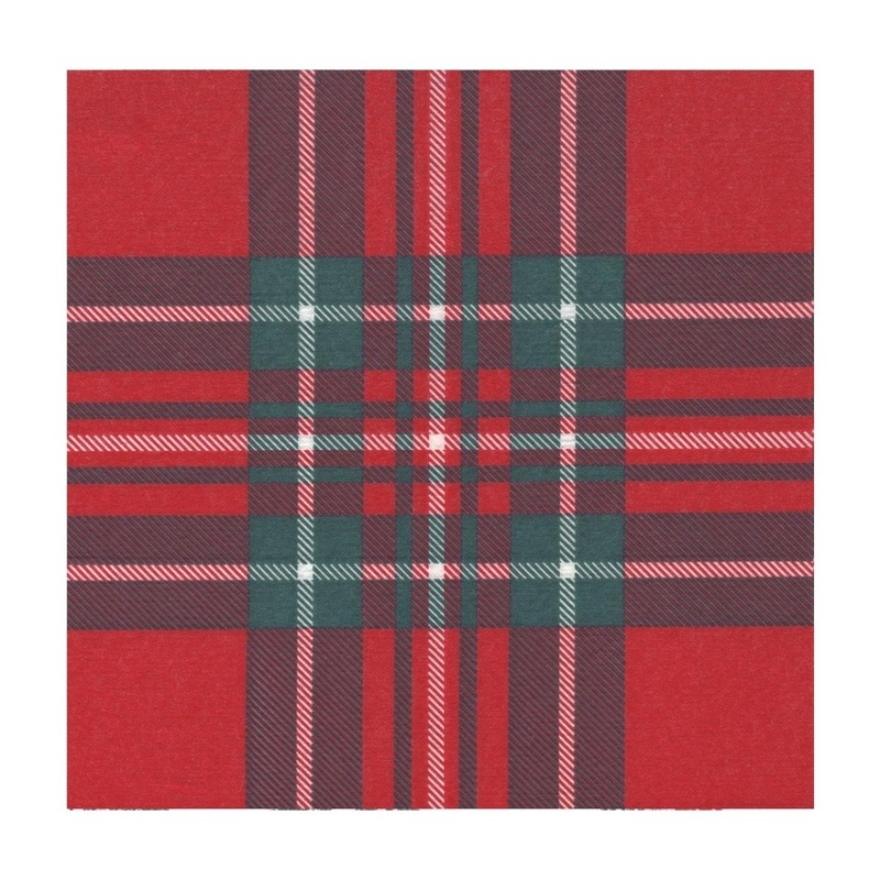 Francoise Paviot French Dinner Napkins - Red Tartan