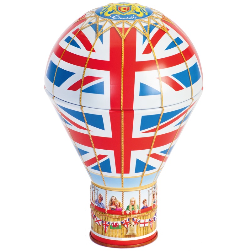 Union Jack Hot Air Balloon Tin with Fudge