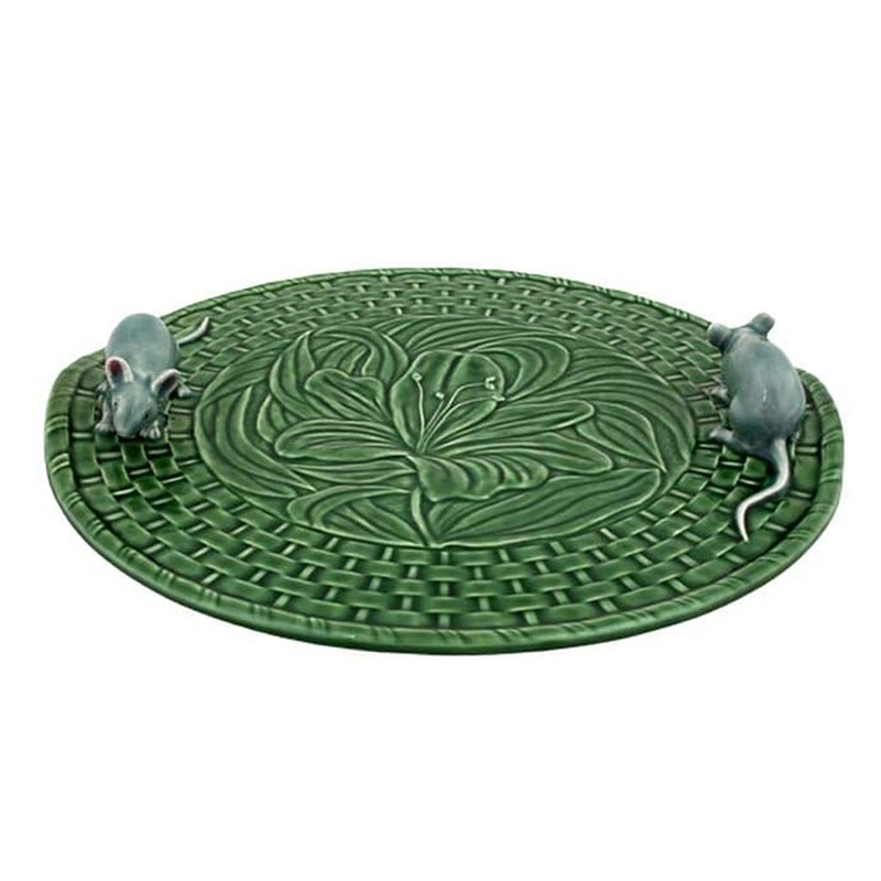 Bordallo Pinheiro Cheese Tray with Two Mice