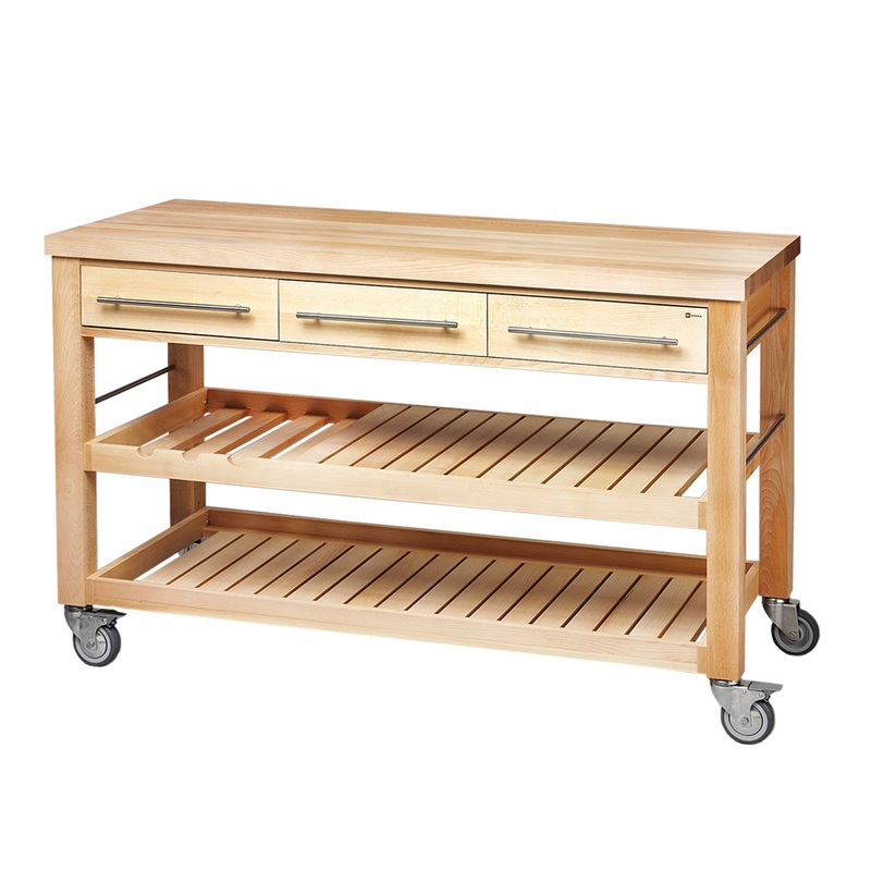 Breka European Beech Kitchen Trolley - 140cm x 90cm