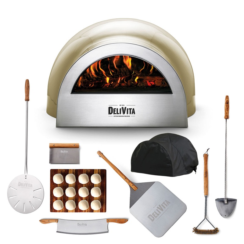 Delivita Wood-Fired Pizza/Oven - Olive Green | Pizzaiolo Bundle