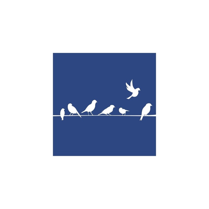 Francoise Paviot Cocktail Napkins - Blue Birds on the Wire
