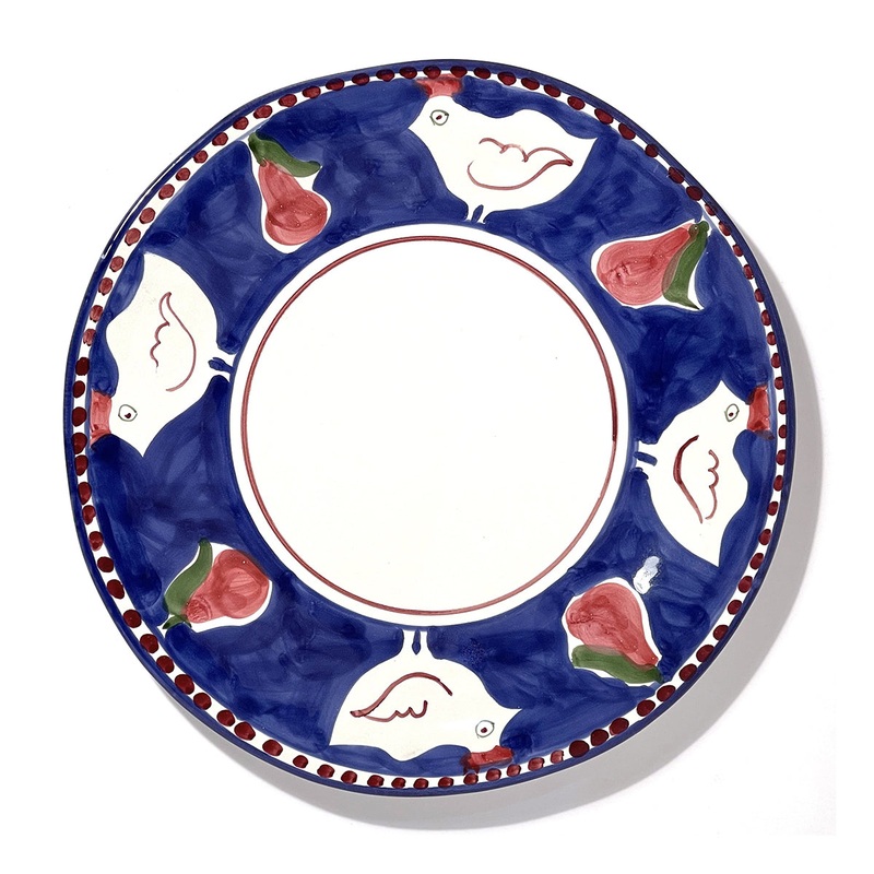 Amalfi Blue/Red Gallina Round Platter - 38cm