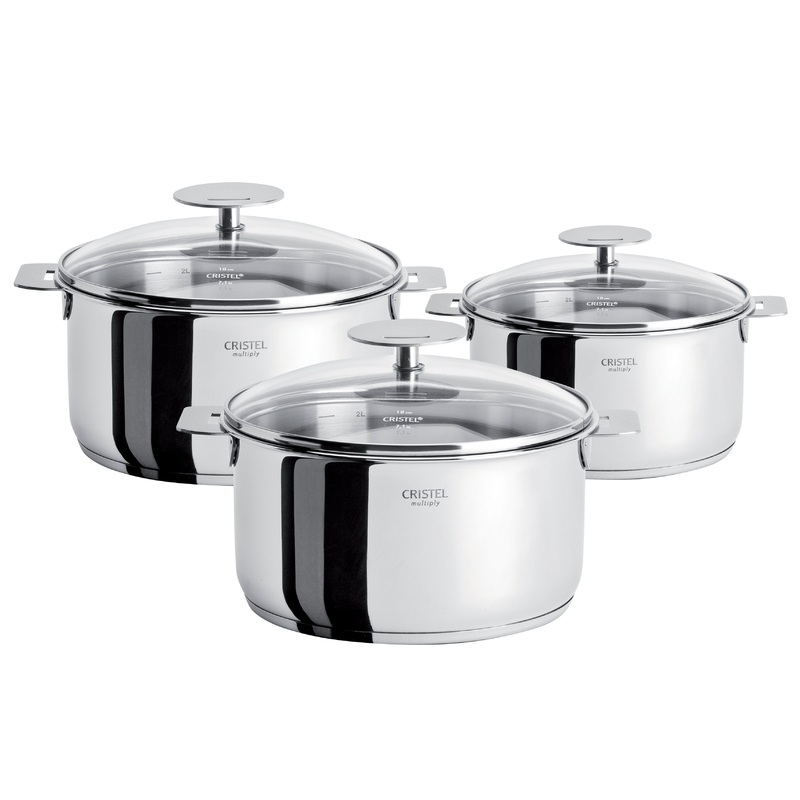 Cristel Casteline 3 Piece Saucepan Set