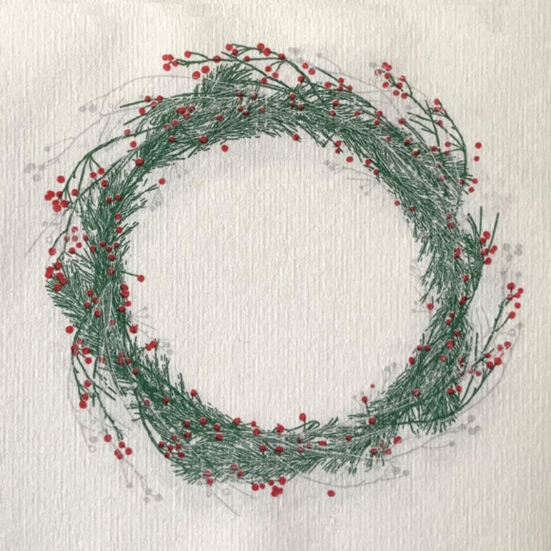 Francoise Paviot French Dinner Napkins - Green Wreaths