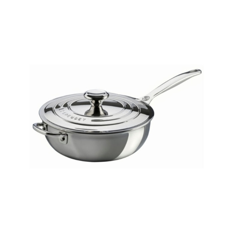 Le Creuset Signature Stainless Steel Non-Stick Chef's Pan with Lid & Helper Handle - 24cm