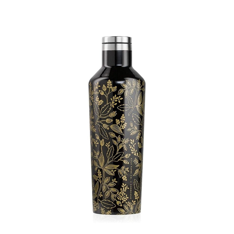 Corkcicle Flask 16oz | Black Flower