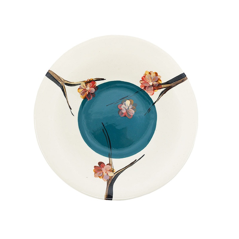 Wonki Ware Cherry Blossom Rimmed Pasta Bowl - Marine
