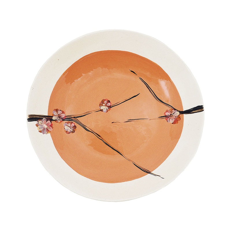 Wonki Ware Cherry Blossom Spaghetti Serving Dish - Salmon