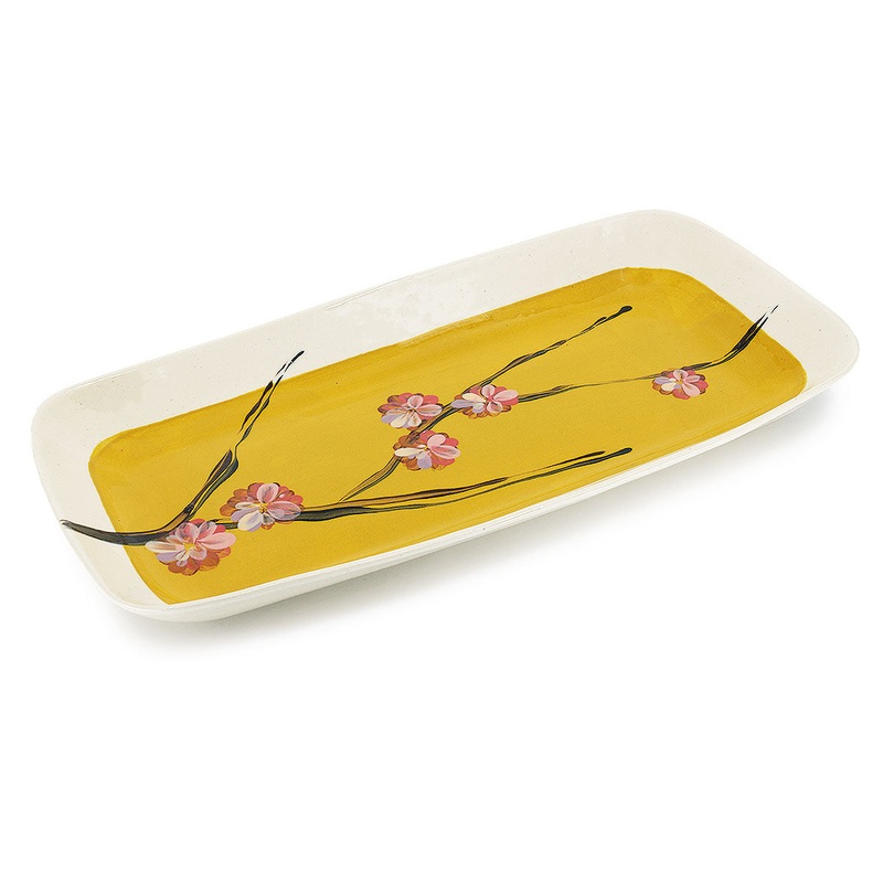 Wonki Ware Large Cherry Blossom Prawn Dish - Chestnut
