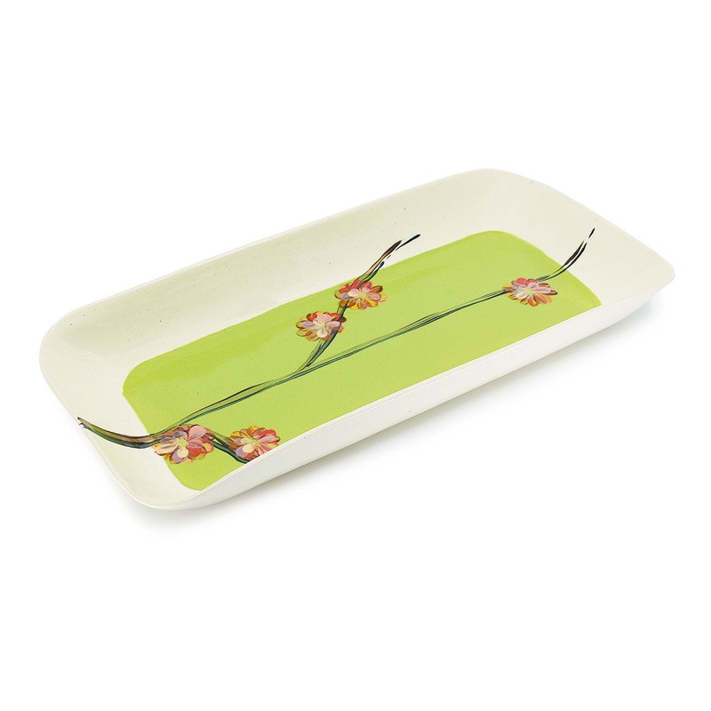 Wonki Ware Large Cherry Blossom Prawn Dish - Pistachio