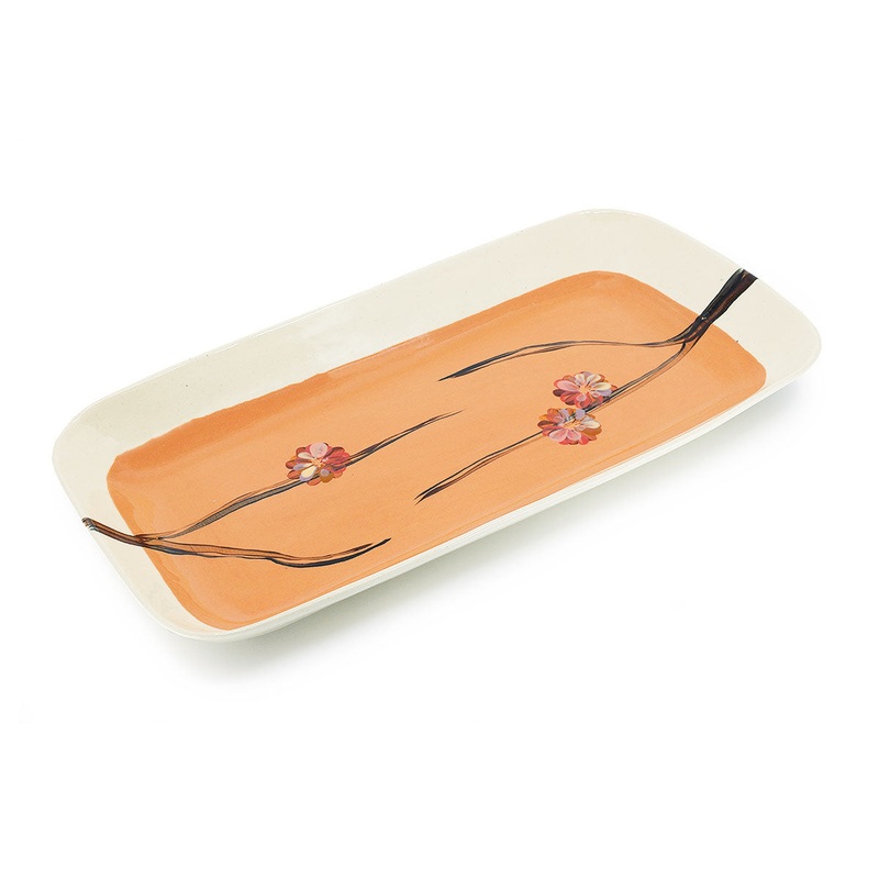 Wonki Ware Large Cherry Blossom Prawn Dish - Salmon
