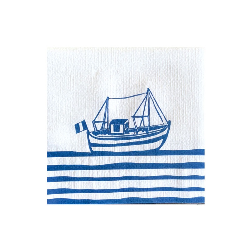 Francoise Paviot French Cocktail Napkins - Fishing Boat