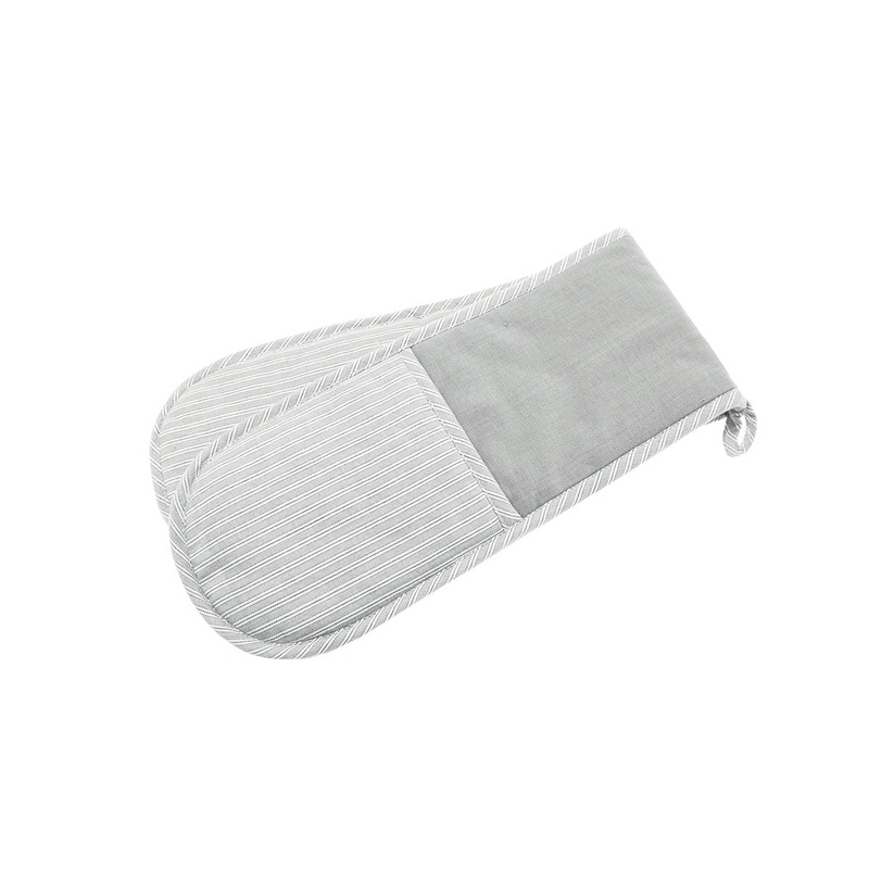 Walton & Co Double Oven Glove - Grey Ticking