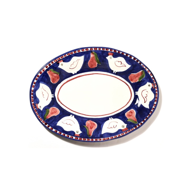 Amalfi Blue/Red Gallina Oval Dish - 36cm