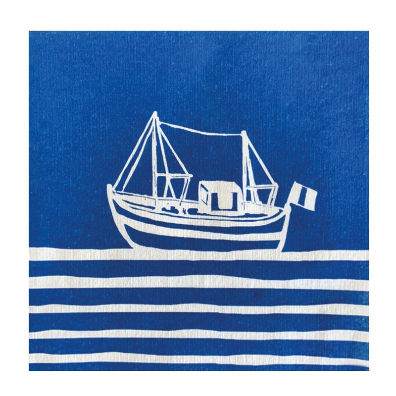 Francoise Paviot French Dinner Napkins - Fishing Boat