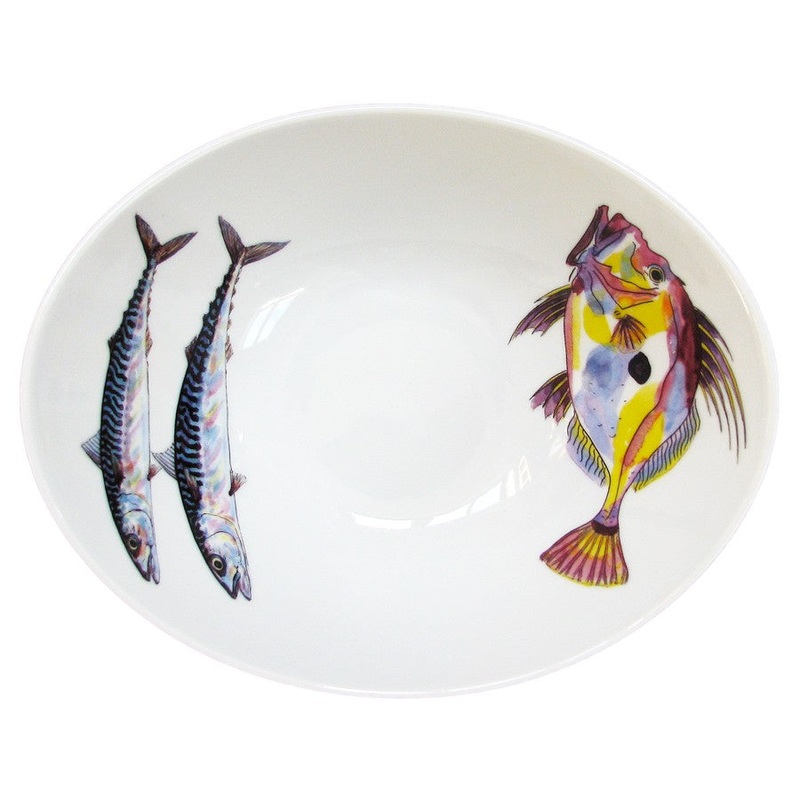 Richard Bramble 18cm Oval Bowl - Mackerel