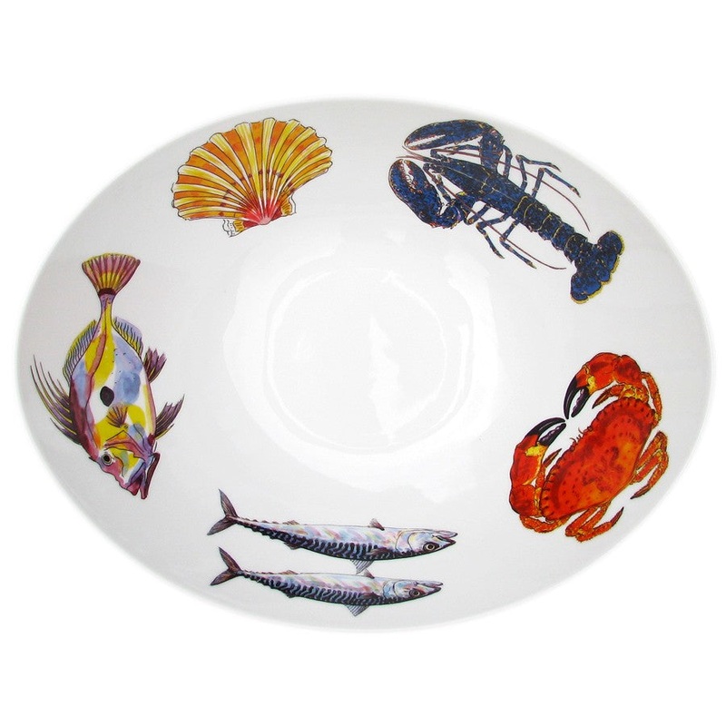 Richard Bramble 27cm Oval Bowl - Mixed Fish