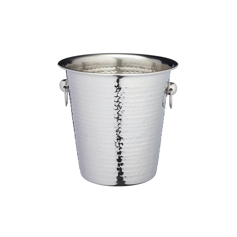 BarCraft Hammered-Steel Sparkling Wine & Champagne Bucket