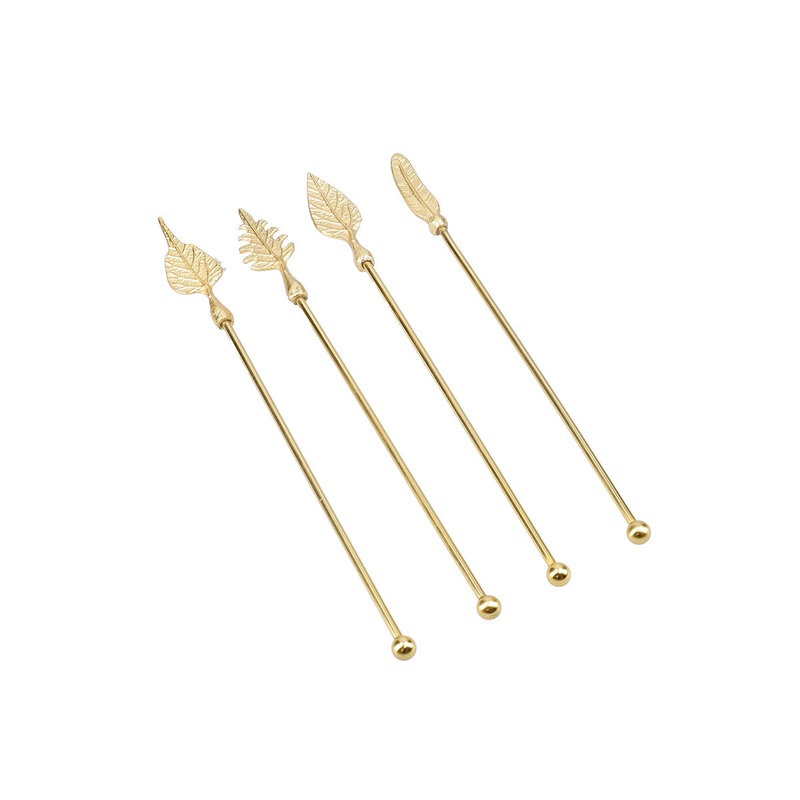 BarCraft Set of 4 Cocktail Stirrers - Gold