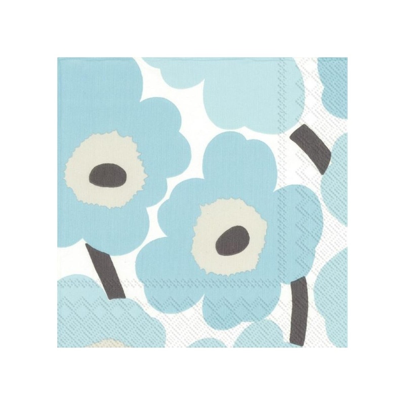 Marimekko Pack of 20 Paper Napkins - Light Blue Unikko