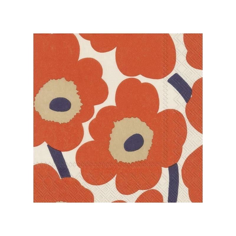 Marimekko Pack of 20 Paper Napkins - Red & Cream Unikko