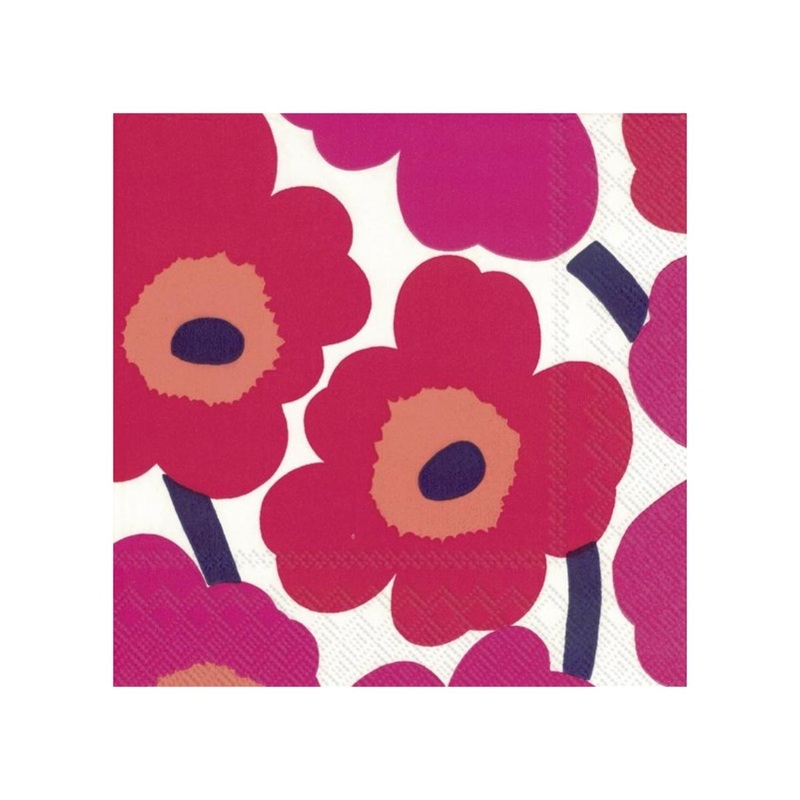 Marimekko Pack of 20 Paper Napkins - Red Unikko
