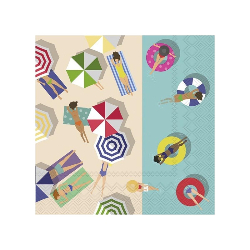 Pack of 20 Paper Napkins - Turquoise Bathers