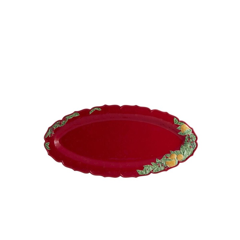 Bordallo Pinheiro Oval Christmas Garland Platter